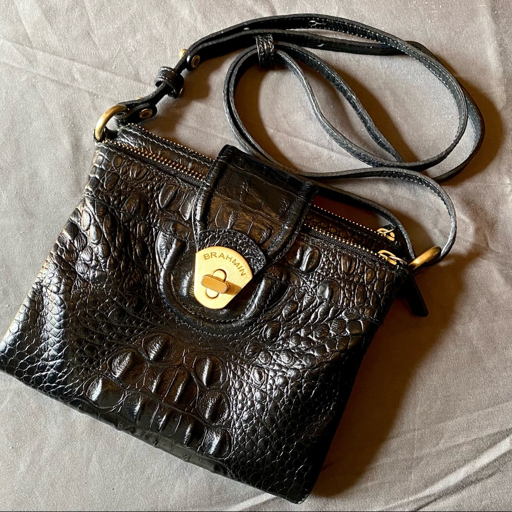 Brahmin Leather Crossbody Organizer Bag Black